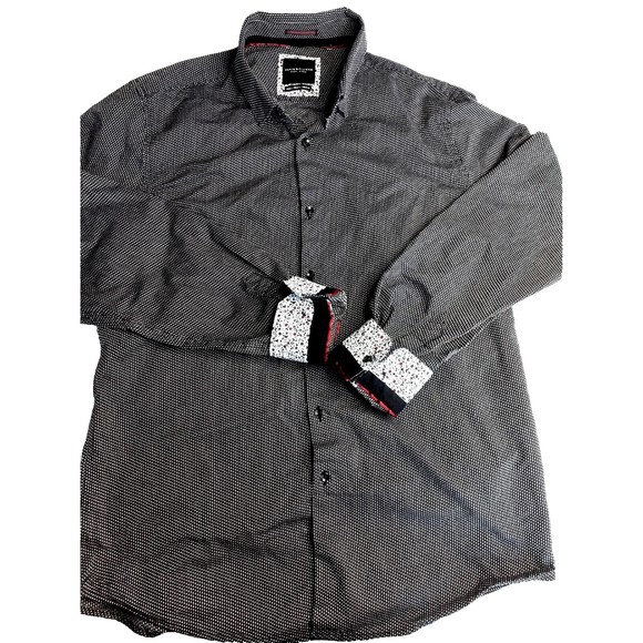 Mens DENIM & FLOWER RICKY SINGH Black White Shirt Size L, Large Button Down VGC - Picture 4 of 9